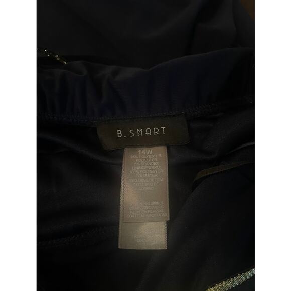 B. Smart Navy Gold Trim Halter Neck Dress Size 14W - Picture 5 of 5